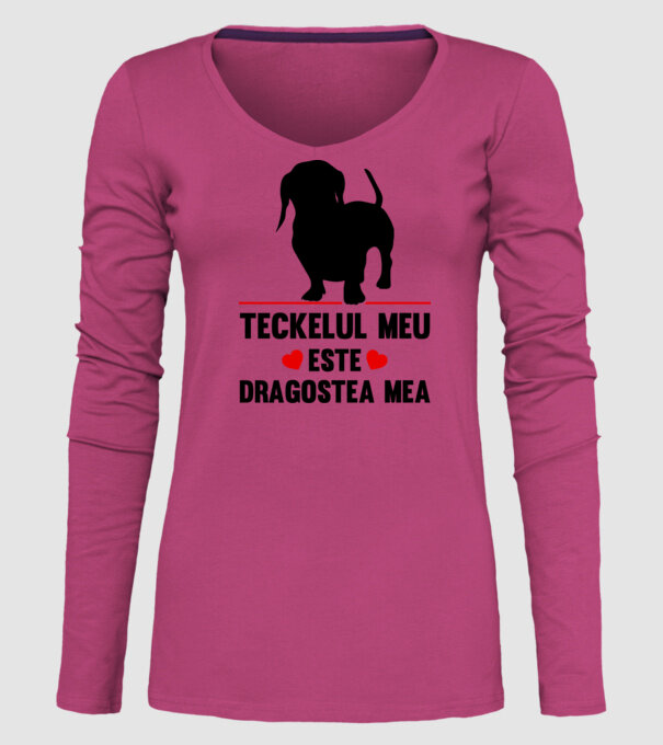 teckelul meu este dragostea mea model roz pe tricou