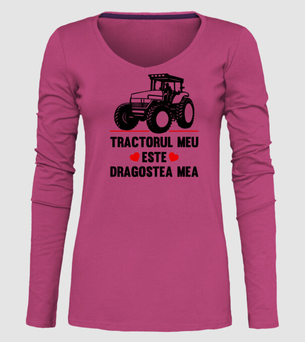 tractorul meu este dragostea mea model roz pe tricou