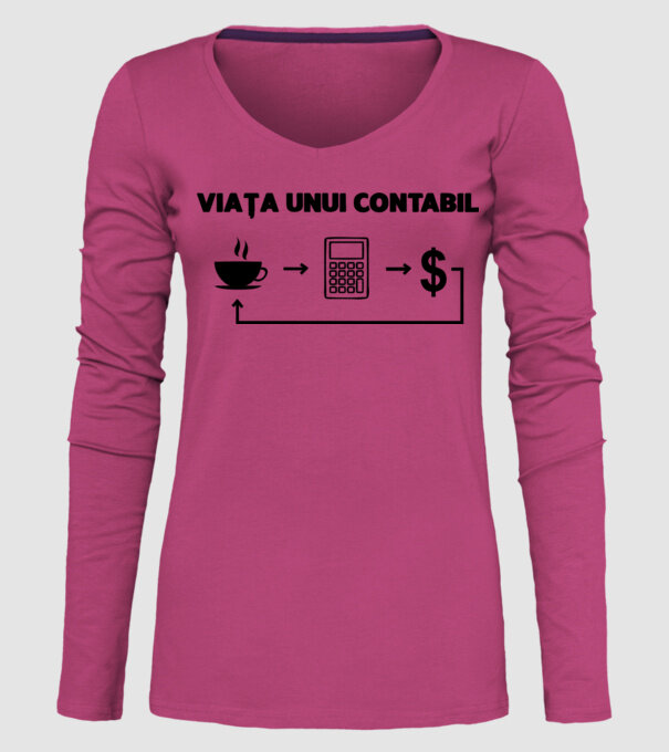 Viața unui contabil model roz pe tricou