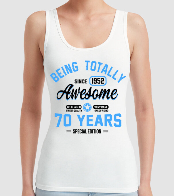 70 years of being totally awesome model alb pe tricou