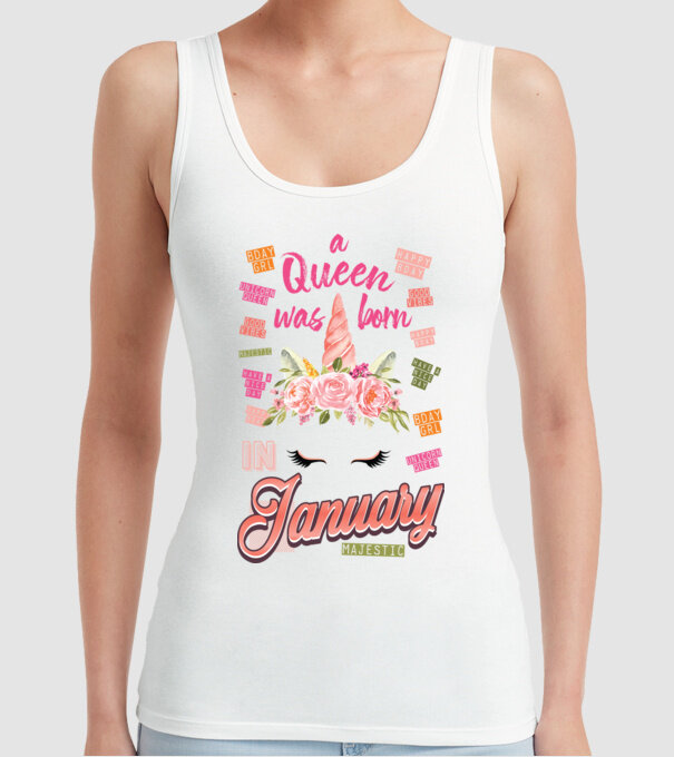 A queen was born in JANUÁR model alb pe tricou