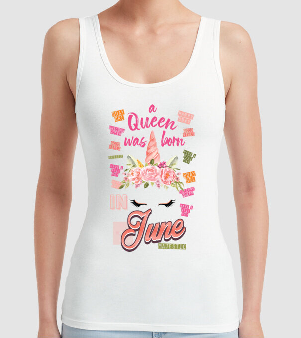 A queen was born in JÚNIUS model alb pe tricou
