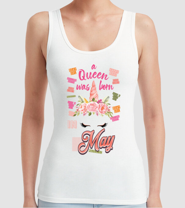 A queen was born in MÁJUS model alb pe tricou