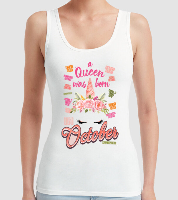A queen was born in OKTÓBER model alb pe tricou
