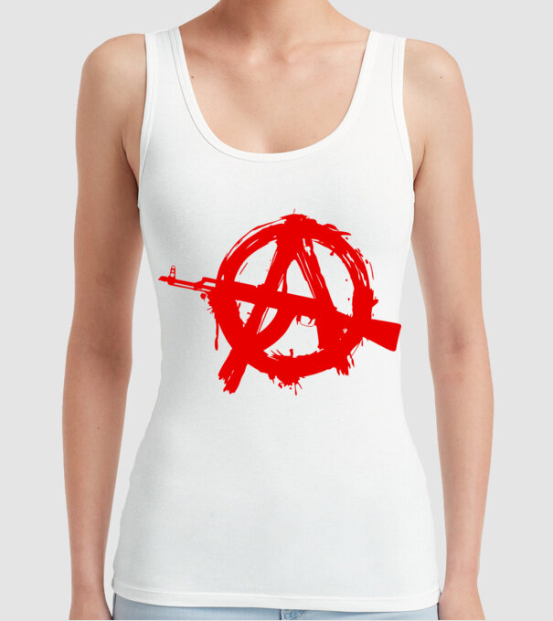 Akanarchy model alb pe tricou