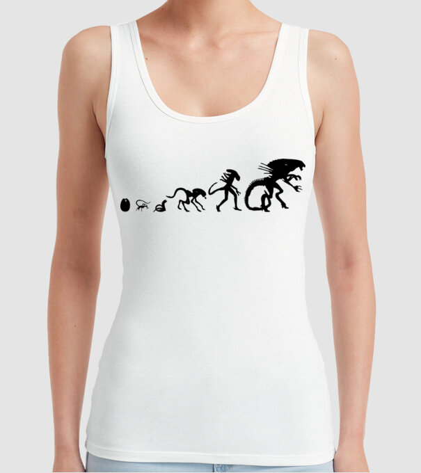 Evoluție Alien model alb pe tricou