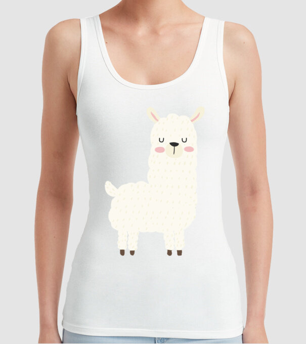 Alpaca model alb pe tricou