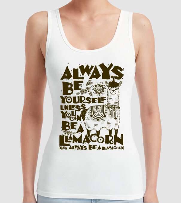 Always be a llamacorn model alb pe tricou