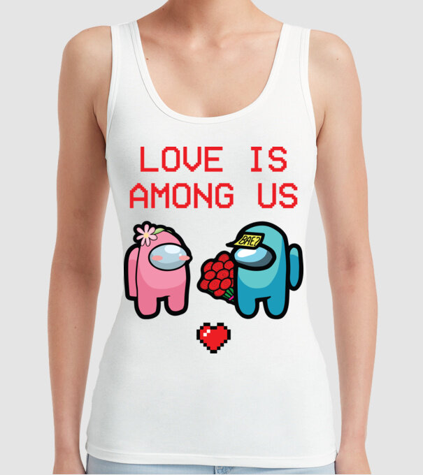 Among us love model alb pe tricou