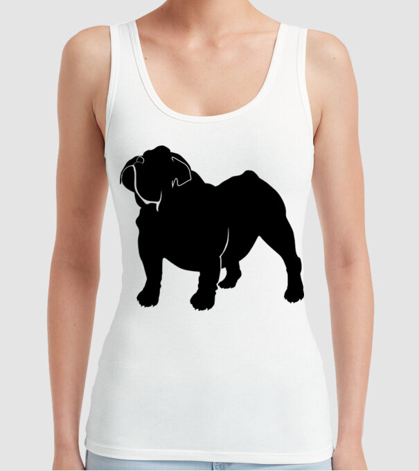Bulldog englezesc model alb pe tricou