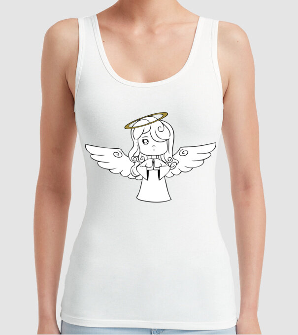 Îngeraș model alb pe tricou