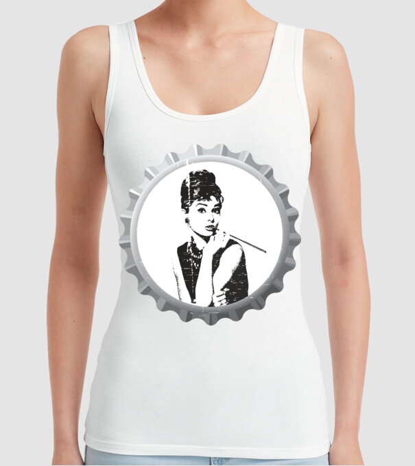 Audrey model alb pe tricou