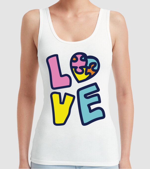 Ziua Mondială a Autismului LOVE model alb pe tricou