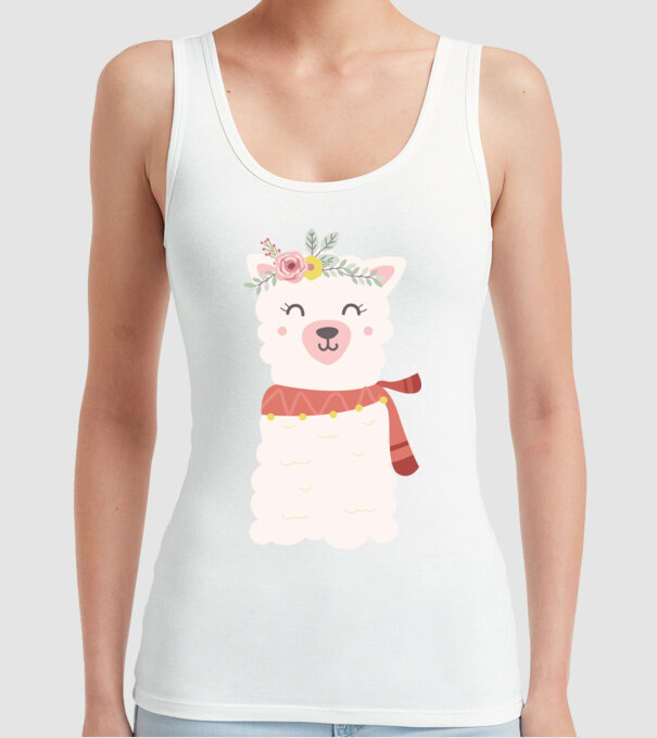 Baby lama model alb pe tricou
