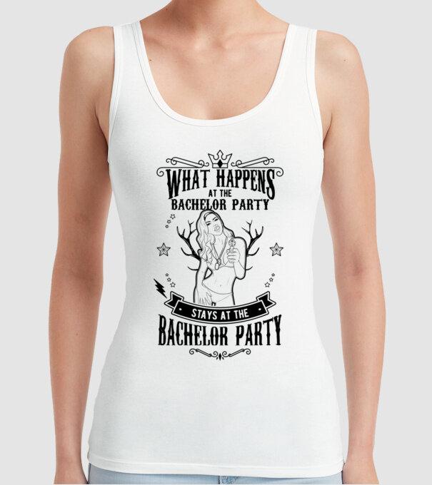 Bachelor party model alb pe tricou