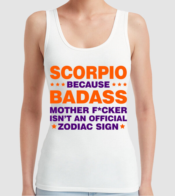 Badass zodiac SCORPIO model alb pe tricou