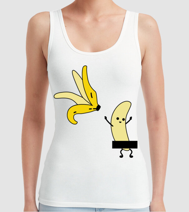 Cuplu Banană băiat model alb pe tricou