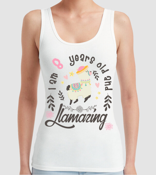 Birthday Llamazing 8 years old model alb pe tricou