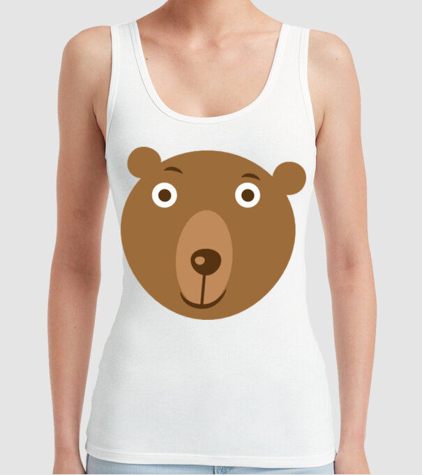 Bear Face model alb pe tricou
