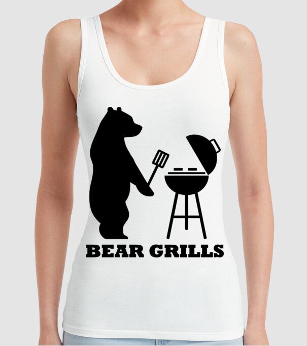 Bear Grills model alb pe tricou