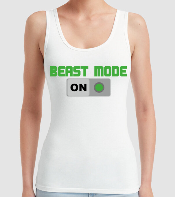 Beastmode model alb pe tricou