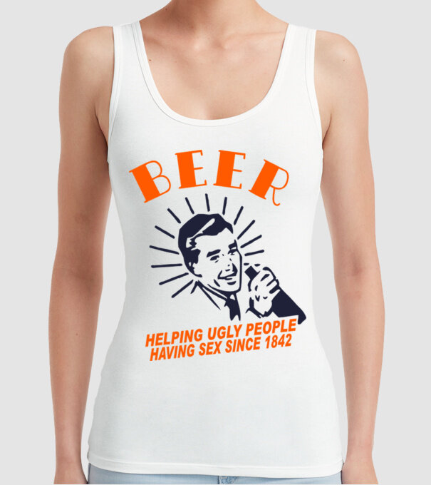 beeer model alb pe tricou