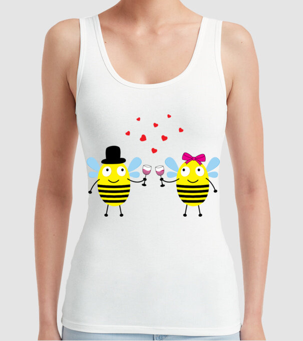 Bee Love model alb pe tricou
