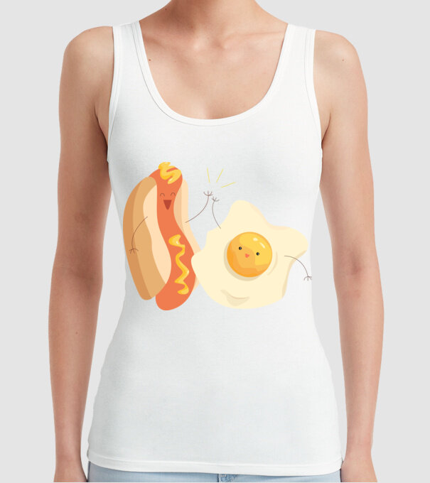 best friends hot dog egg model alb pe tricou