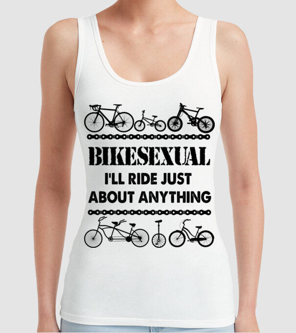 Bikesexual model alb pe tricou
