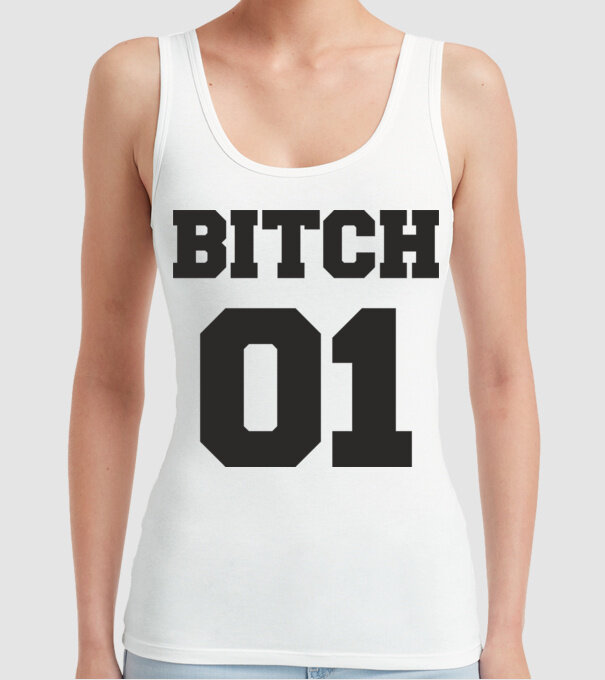 Bitch 01 model alb pe tricou