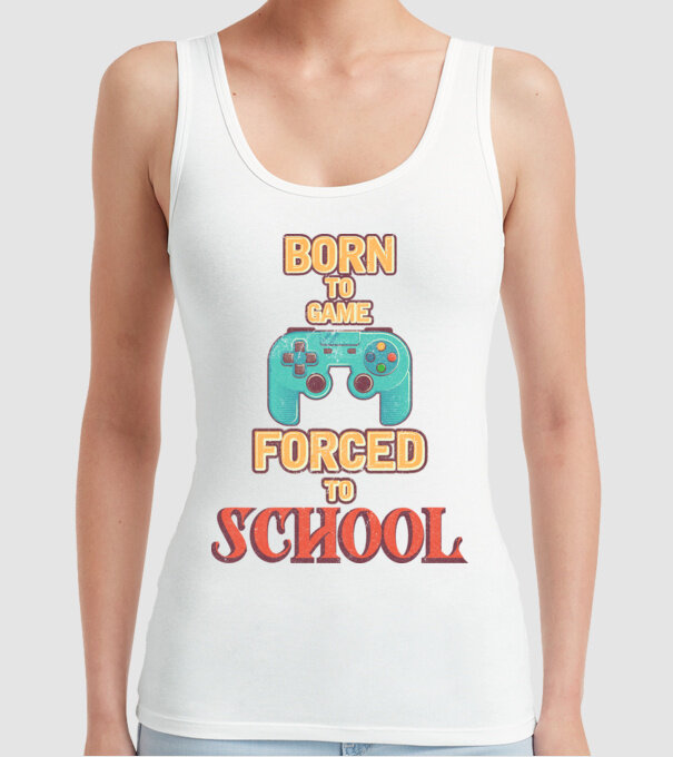 Born to game model alb pe tricou