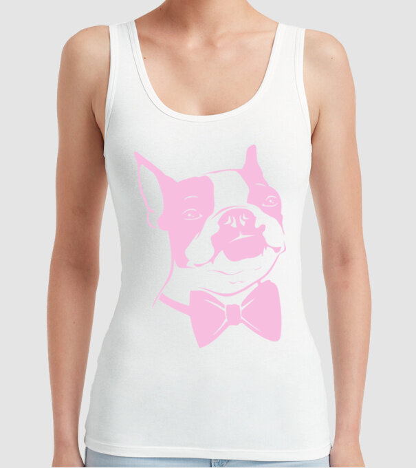 Boston Terrier model alb pe tricou