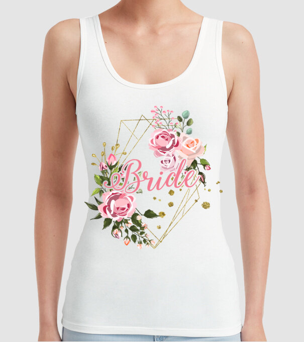 BRIDE roses floral model alb pe tricou