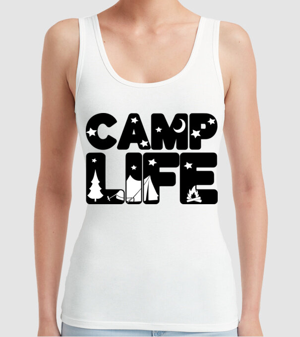 Camp life 2c model alb pe tricou