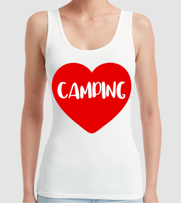 Camping heart model alb pe tricou