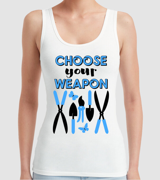 Choose your weapon model alb pe tricou