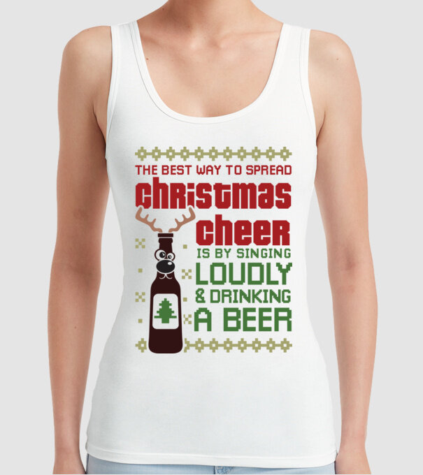 Christmas cheer beer pulovăr urât model alb pe tricou