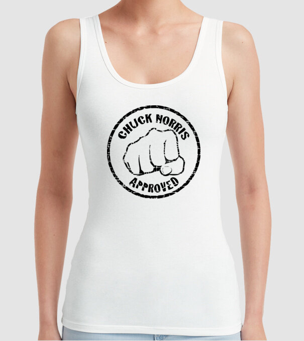 Chuck Norris Approved model alb pe tricou