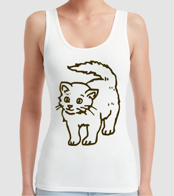 Pisică model alb pe tricou