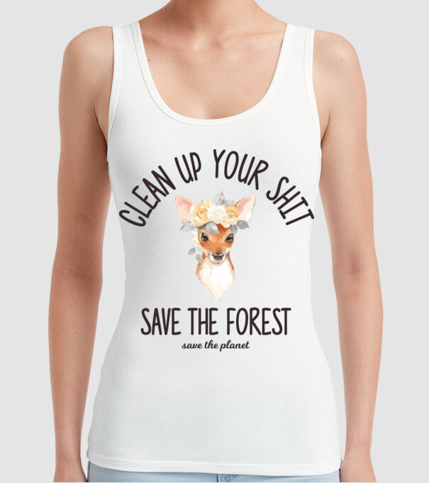 Clean up your shit model alb pe tricou