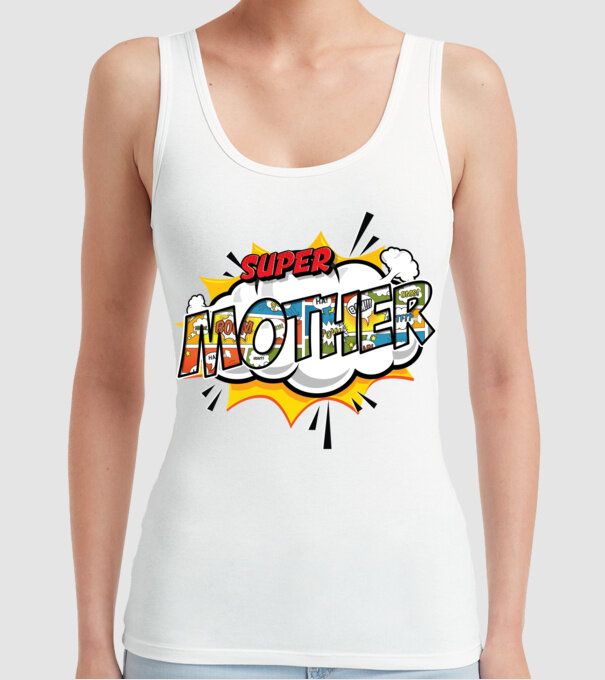 Comic Mother model alb pe tricou
