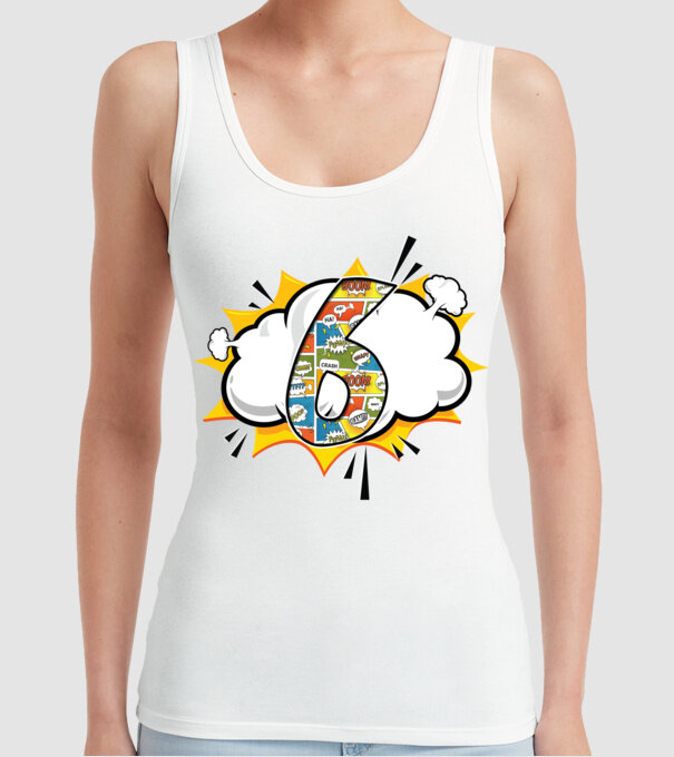 Birthday Comic Number 6 model alb pe tricou