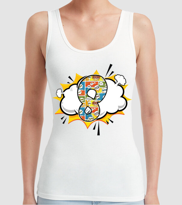 Birthday Comic Number 8 model alb pe tricou