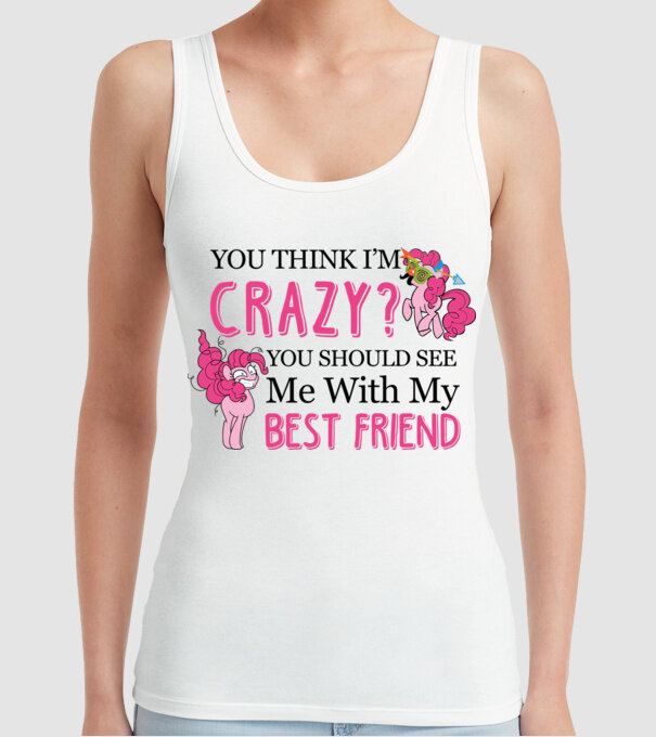Crazy Friend Unicorn model alb pe tricou