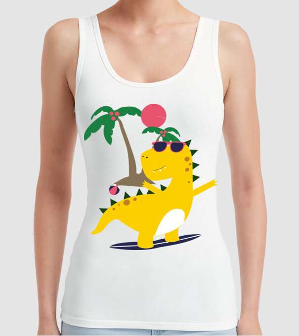 dinozaur drăguț vară model alb pe tricou