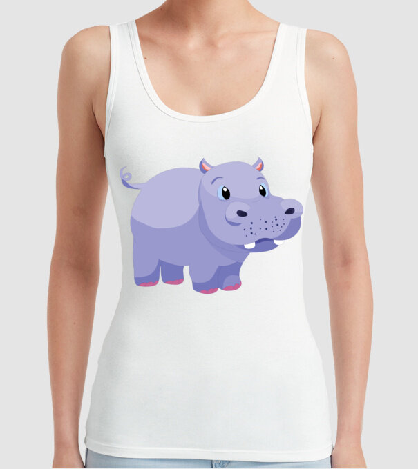 Hipopotam drăguț model alb pe tricou