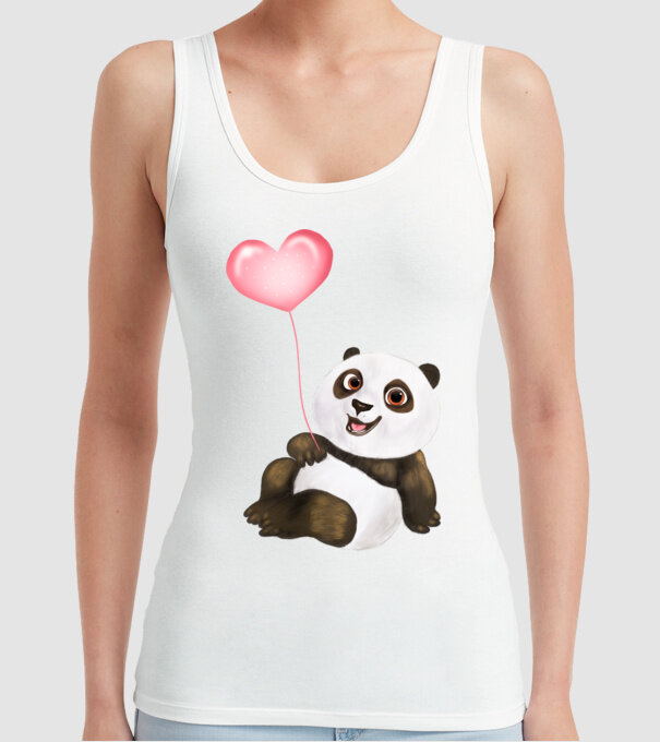 Cute panda with heart model alb pe tricou