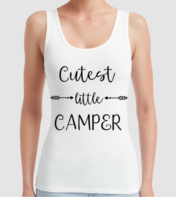 Cutest little camper model alb pe tricou