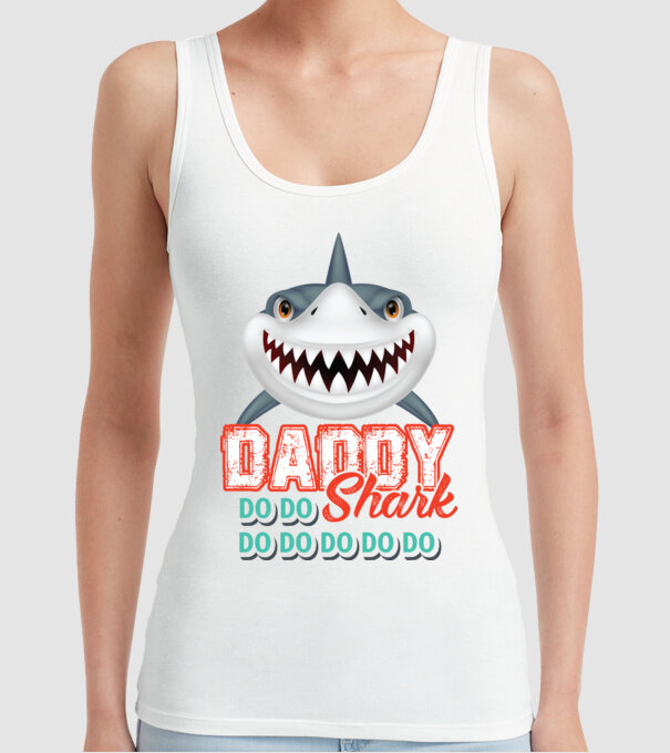 Daddy shark model alb pe tricou