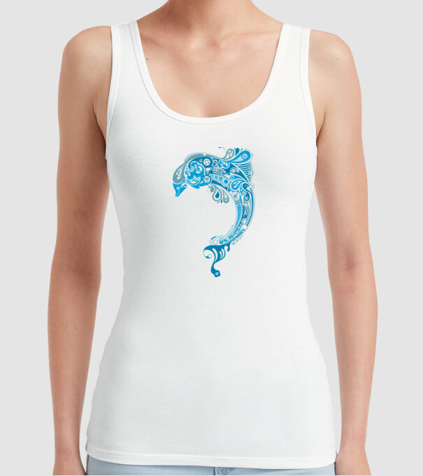 delfin model alb pe tricou